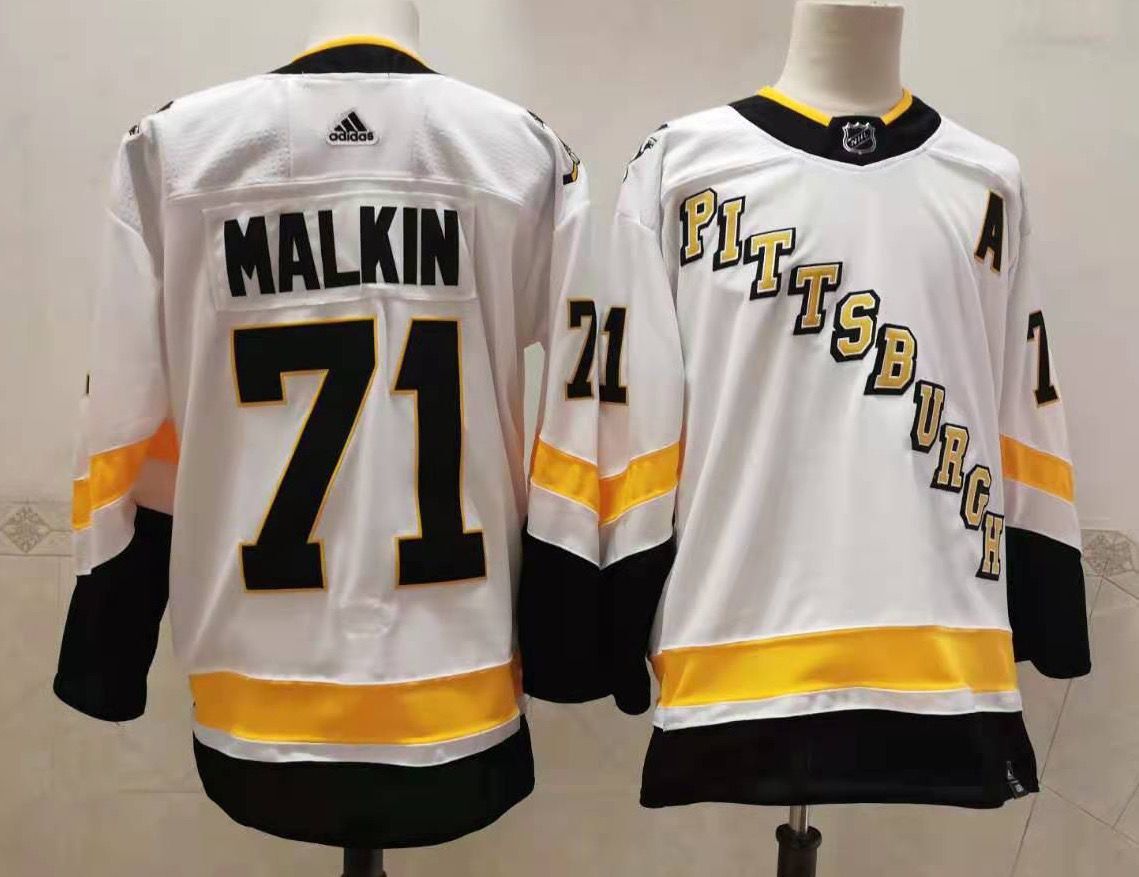 Men Pittsburgh Penguins #71 Malkin White Authentic Stitched 2020 Adidias NHL Jersey
